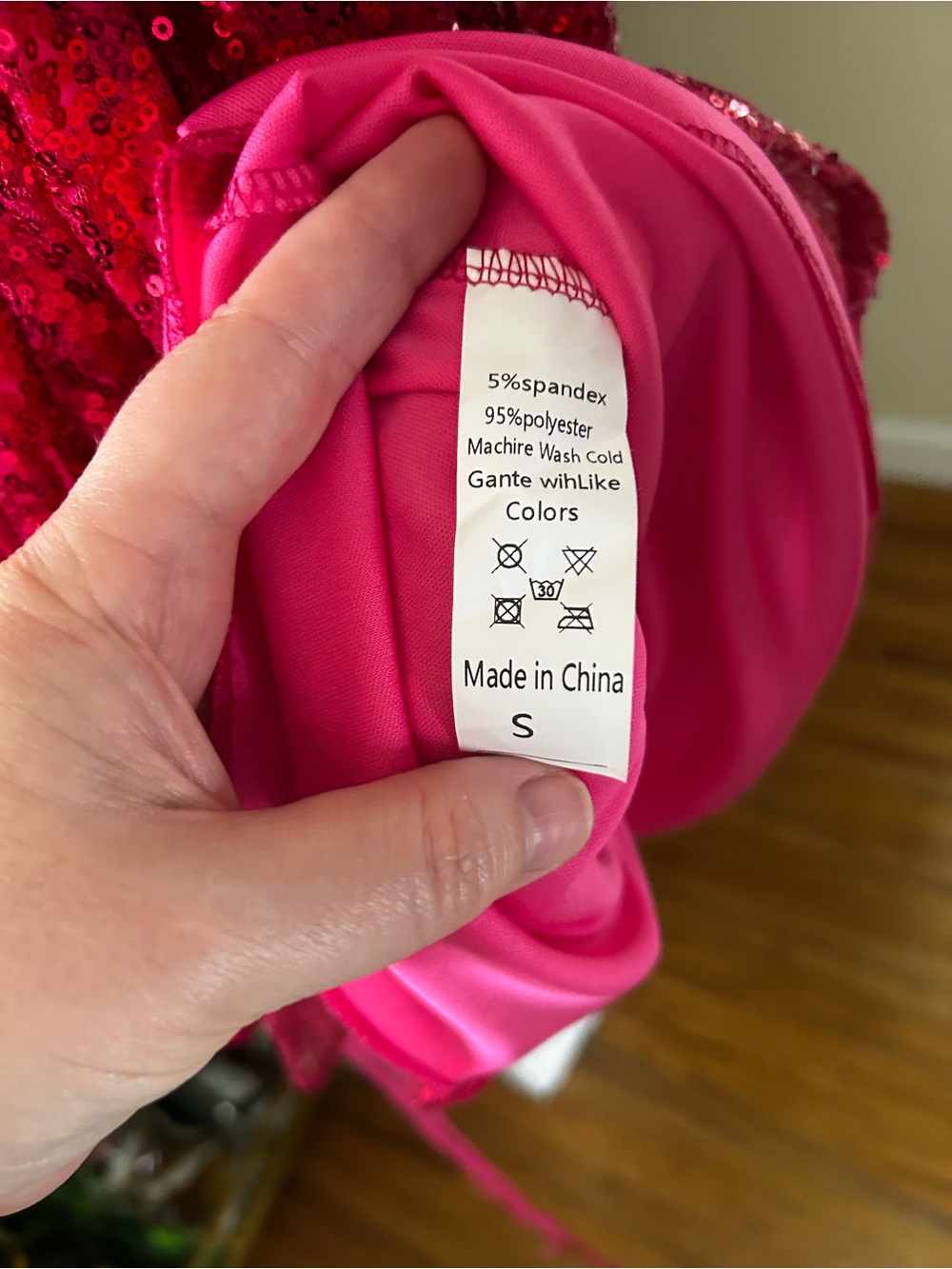 Sequin Spaghetti Strap Party Dress in Vibrant Hot pink - Picture 4 of 4